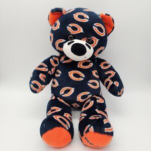 BAB Build A Bear NFL Chicago Bears Plush Toy 18" Blue Orange Logo Pattern 2017